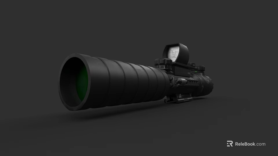 Black Sniper Scope With Green Lens And Optical Aiming Device Design 3d model 