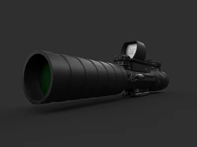 Black Sniper Scope With Green Lens And Optical Aiming Device Design 3d model