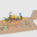 Colorful Kids Playground Equipment With Slide Climbing Structures Swings On Sand Ground