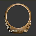Ornate Gold Fashion Ring With Intricate Carved Patterns And Oval Gemstone