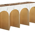 Stylish Modern Console Table With Marble Top And Arched Gold Frame Design 3d model