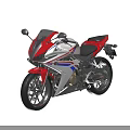 Sleek Red White Blue Sport Motorcycle With Aerodynamic Body And Black Seat