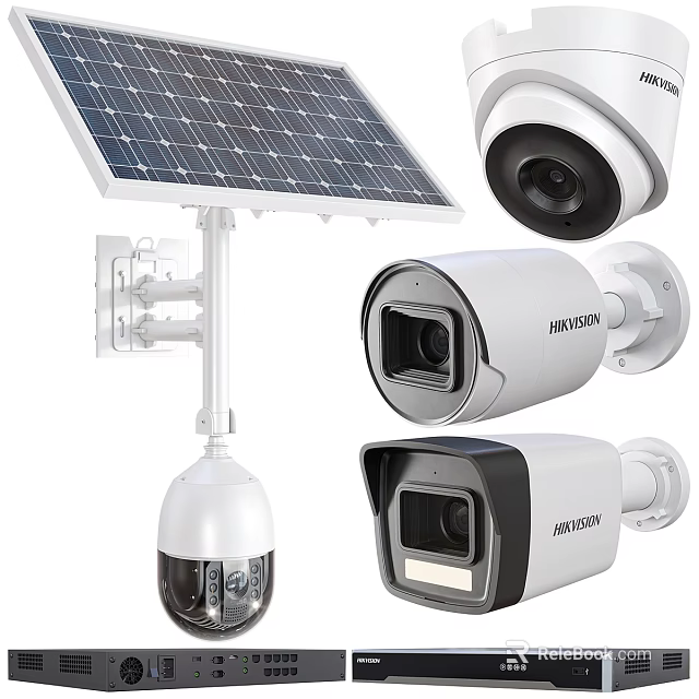 Solar Powered Projection Monitoring Cameras With Multiple Models For Outdoor Security Surveillance 3d model 