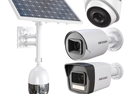 Solar Powered Projection Monitoring Cameras With Multiple Models For Outdoor Security Surveillance 3d model