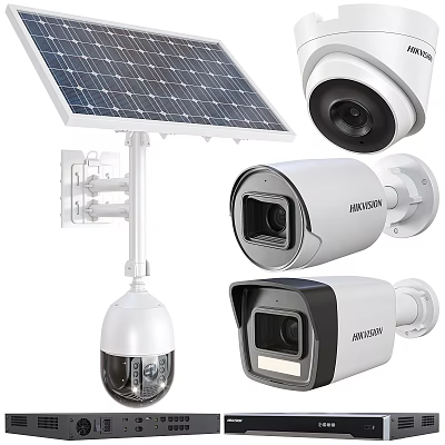 Solar Powered Projection Monitoring Cameras With Multiple Models For Outdoor Security Surveillance 3d model