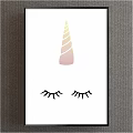 Minimalist Pastel Gradient Unicorn Horn With Eyelashes Framed Wall Decor Design