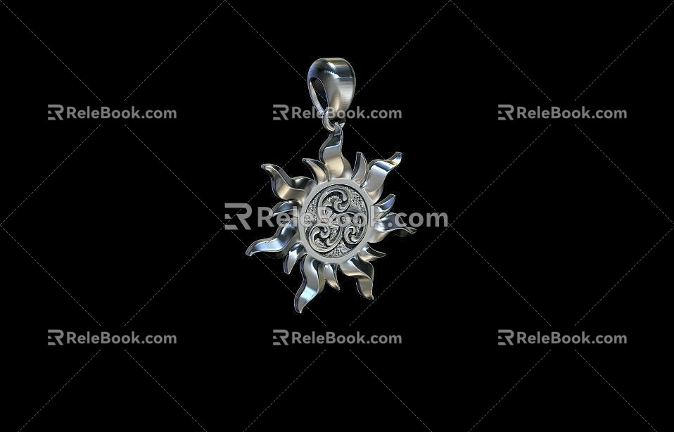 Pendant Necklace Pendant Sun 3d model