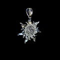 Silver Sun Shaped Jewelry Pendant With Intricate Yin Yang Symbol Design