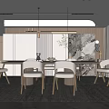 Modern dining table and chair combination 3d model