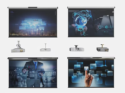 Advanced Projection Monitoring for Real Time Business Data and Global Surveillance Visualization 3d model