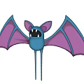 Blue Bat Doll With Pink Ears Purple Wings White Teeth And Long Legs Hanging