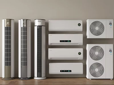 Air Conditioners and Fans Standing Wall Mounted Units Modern Home Cooling Design 3d model