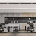 Modern Public Office Area With Ergonomic Office Desks Wooden Bookshelves And Recessed Ceiling Lights