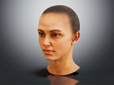 Realistic Woman Portrait With Bun Hairstyle And Side Profile View 3d model