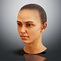 Realistic Woman Portrait With Bun Hairstyle And Side Profile View