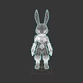 3D Rabbit Character With White Fur Golden Armor And Black Cape 3d model