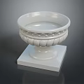 White Decorative Bowl With Ornate Base And Square Pedestal Stand