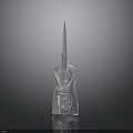 Modern Silver Sword with Sleek Stand and Reflection on Dark Background