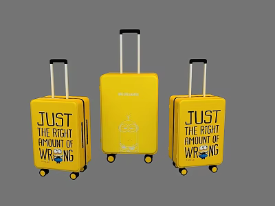 Yellow Minions Suitcases with Just The Right Amount Of Wrong Print and Telescopic Handles 3d model