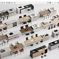 Modern Bar Counter Bar Chair Middle Island Table and Chair Combination 3d model