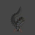 Fiery Lava Rock Game Movie Character with Glowing Tentacles and Flame Effects