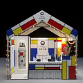 Colorful Square Decorative Booth With White Tent Roof And String Lights