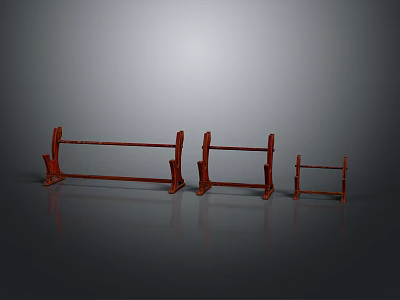 Red Storage Shelving Units in Three Different Sizes with Modern Design 3d model