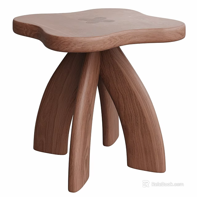 Natural Walnut Wood Dining Table With Unique Curved Legs And Artistic Design 3d model 