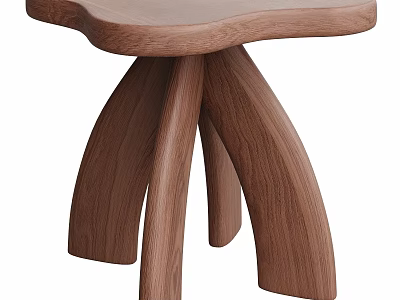 Natural Walnut Wood Dining Table With Unique Curved Legs And Artistic Design 3d model