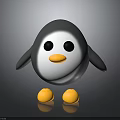 Cartoon Penguin with Gray Body White Belly Yellow Beak Yellow Feet Standing on Dark Background