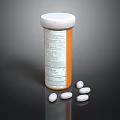 Orange Supplement Container With White Tablets For Nutritional Support