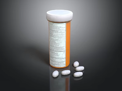 Orange Supplement Container With White Tablets For Nutritional Support 3d model