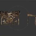 Wooden Stick Constructed Abstract Scene Components For Artistic 3d model