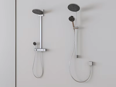 Modern Wall Mounted Shower Systems With Chrome Finish Rainfall And Handheld Heads 3d model