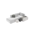 Stylish Gray and White Sectional Sofa with Soft Pillows and Cozy Throw Blanket
