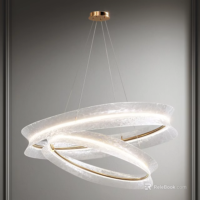 Modern Layered Ring Chandelier With Transparent Material And Soft Lighting Design 3d model
