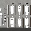 Modern Urinal Multiple Styles Wall Mounted With Wooden Partitions And Accessories