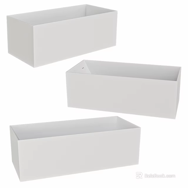 Modern Three White Rectangular Bathtubs Minimalist Design For Bathroom Interior 3d model