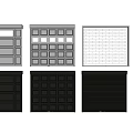 Various Garage Door Designs With Panel And Roller Styles In Gray Tones 3d model