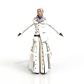 Fashionable Man In White Long Coat With Black Gloves Standing With Arms Outstretched