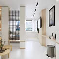 Modern Hospital Outpatient Clinic Interior With Comfortable Sofa Coffee Tables Bed IV Stand And Paintings