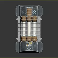 Durable Industrial Component With Gray Metal Casing Silver Rings Copper Elements And Warning Label