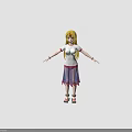 Fantasy Blonde Girl With Unicorn Horn Wearing White Red Trimmed Top And Blue Skirt