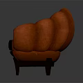 Orange Leather Single Sofa With Curved Backrest And Wooden Legs Design