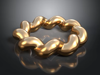 Shiny Golden Circular Decorative Ornament With Interconnected Smooth Reflective Links 3d model