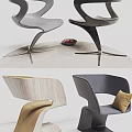Modern Single Chair Designs With Curved Shapes Swivel Base And Cushion Details