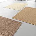 Woven Square Rugs in Beige Brown and Taupe Stacked Textured Design