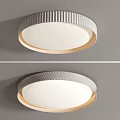 Modern Round Ceiling Light With Ribbed Metallic Frame And White Illuminated Shade 3d model