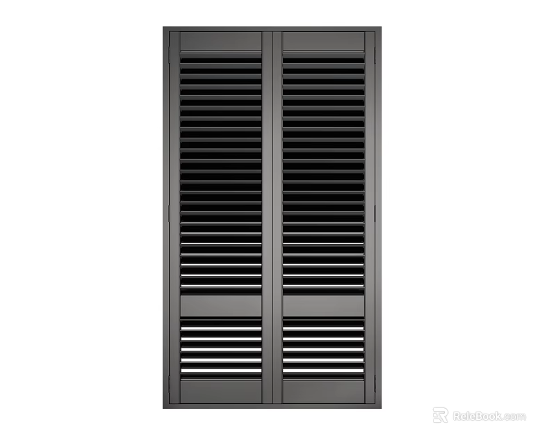 Modern Double Panel Window Shutter With Clean Lines And Dark Finish 3d model