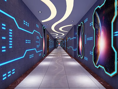 Modern aisle 3d model Modern aisle 3d model